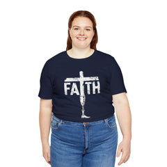 Faith Cross Prosthetic Leg T‑Shirt — Amputee Inspirational Christian Tee