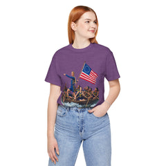Historical Fever Patriot T‑Shirt — Revolutionary Flag Rowboat Design