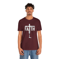 Faith Cross Prosthetic Leg T‑Shirt — Amputee Inspirational Christian Tee