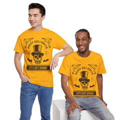 HAPPY HALLOWEEN Lets Get Spooky! Graphic Unisex Heavy Cotton Tee