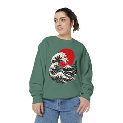 Japanese Wave and Red Sun Comfort Colors Sweatshirt