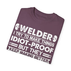 Fun Welder T-Shirt - 'Idiot-Proof' Design for Welding Enthusiasts