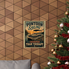 Pontoon Sailing Poster — "Cheaper Than Therapy" Matte Vertical Wall Art