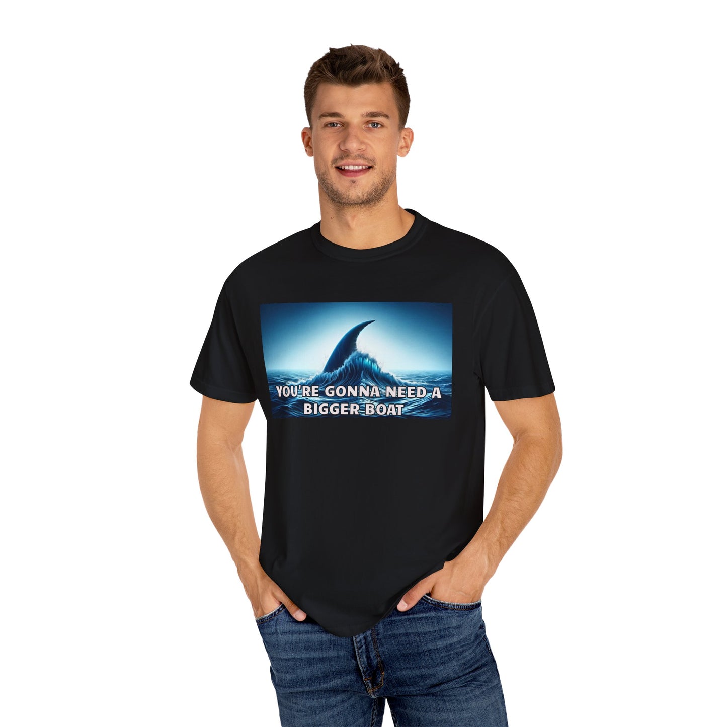 Jaws Movie  Influenced shark fin quote Mural Graphic - Unisex Comfort Colors Shirt