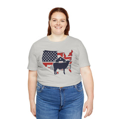 Red White and Blue Farmer Graphic, Unisex Jersey Short Sleeve Tee