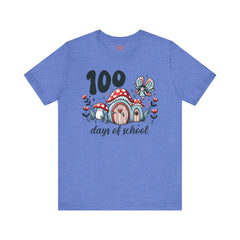 100 DAYS OF SCHOOL Toadstool House - Unisex Short Sleeve Tee | Elementary School Holiday, Teacher Apparel, Kids Motivation, Teacher Sarcasm