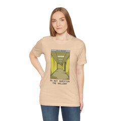 Do Not Question The Hallway T-Shirt — Retro Yellow Corridor Graphic Tee