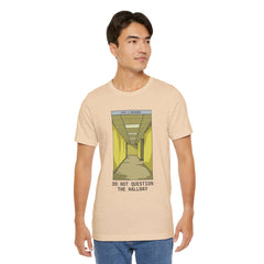 Do Not Question The Hallway T-Shirt — Retro Yellow Corridor Graphic Tee