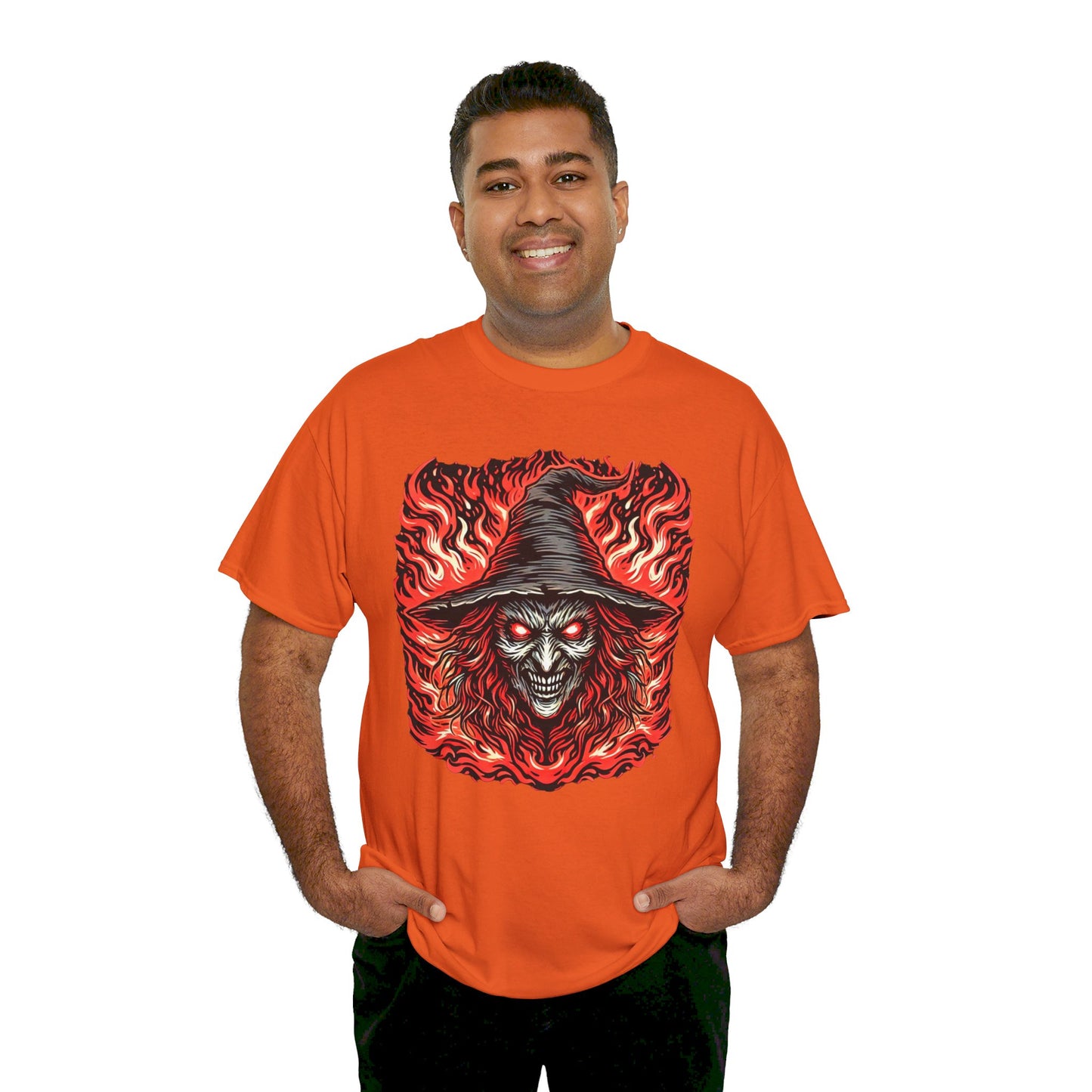 Flaming Fire Witch - Graphic Unisex Heavy Cotton Tee