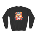 Kawaii Cute Puppy With Flowers Youth Sweatshirt