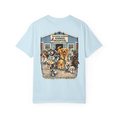 Front Logo Back Graphic Baldwin Harbor Animal Hospital "Who Let the Dogs Out?" Graphic Tee