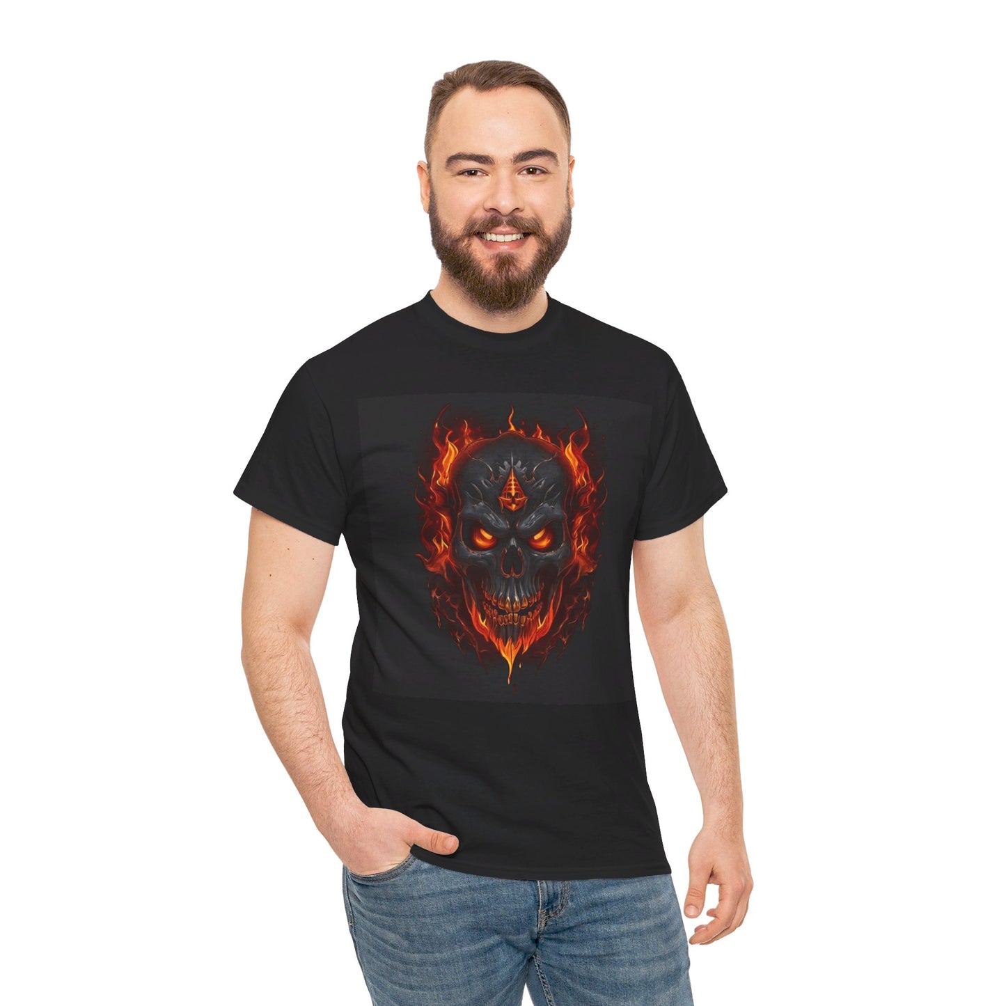 Fire Skull - Graphic Unisex Heavy Cotton Tee