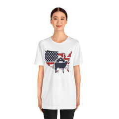 Red White and Blue Farmer Graphic, Unisex Jersey Short Sleeve Tee