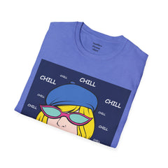 Chill Girl Unisex Softstyle T-Shirt  Pop Art Girl Wearing Sunglasses
