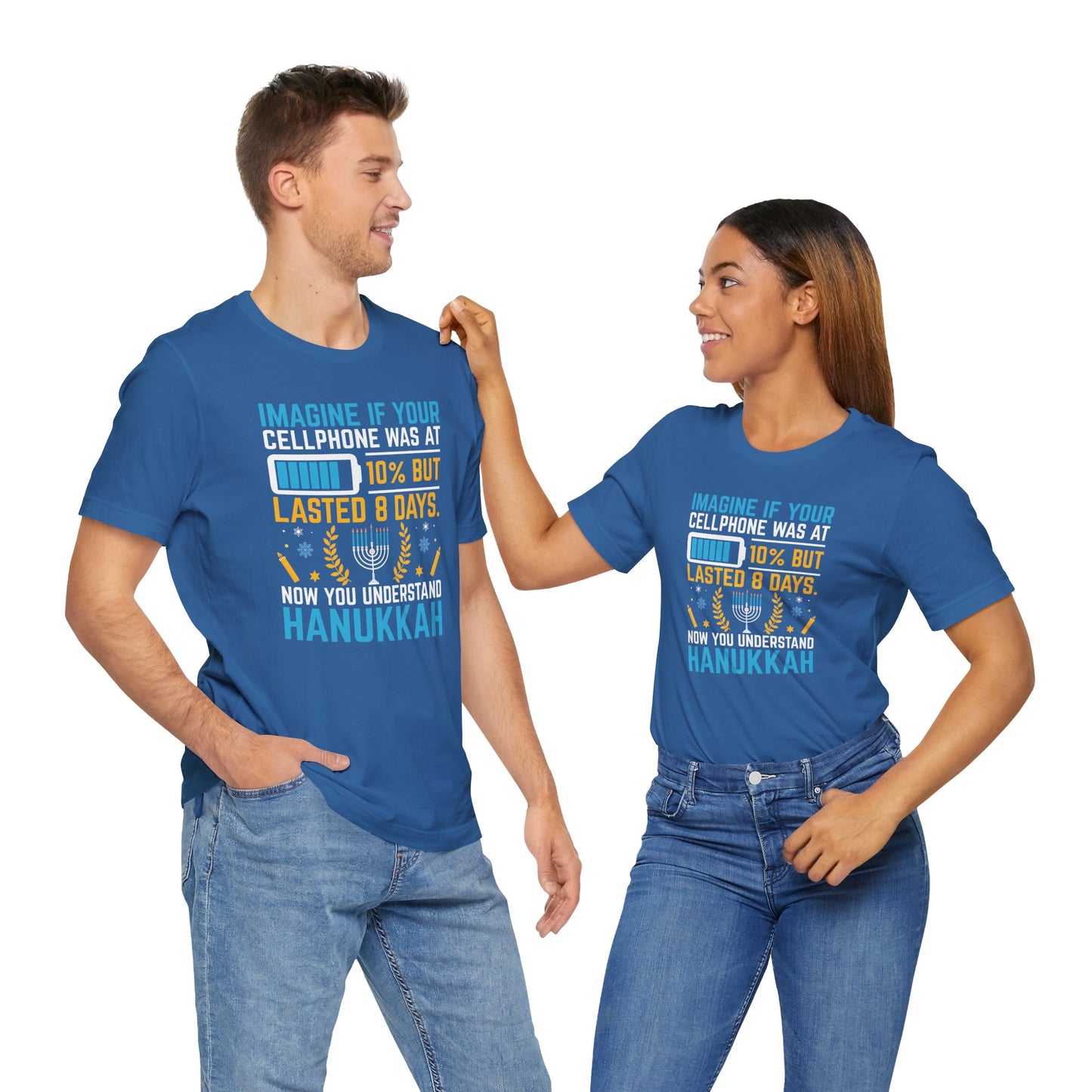 Funny Cell Phone Hanukkah Analogy - Unisex Jersey Short Sleeve Tee