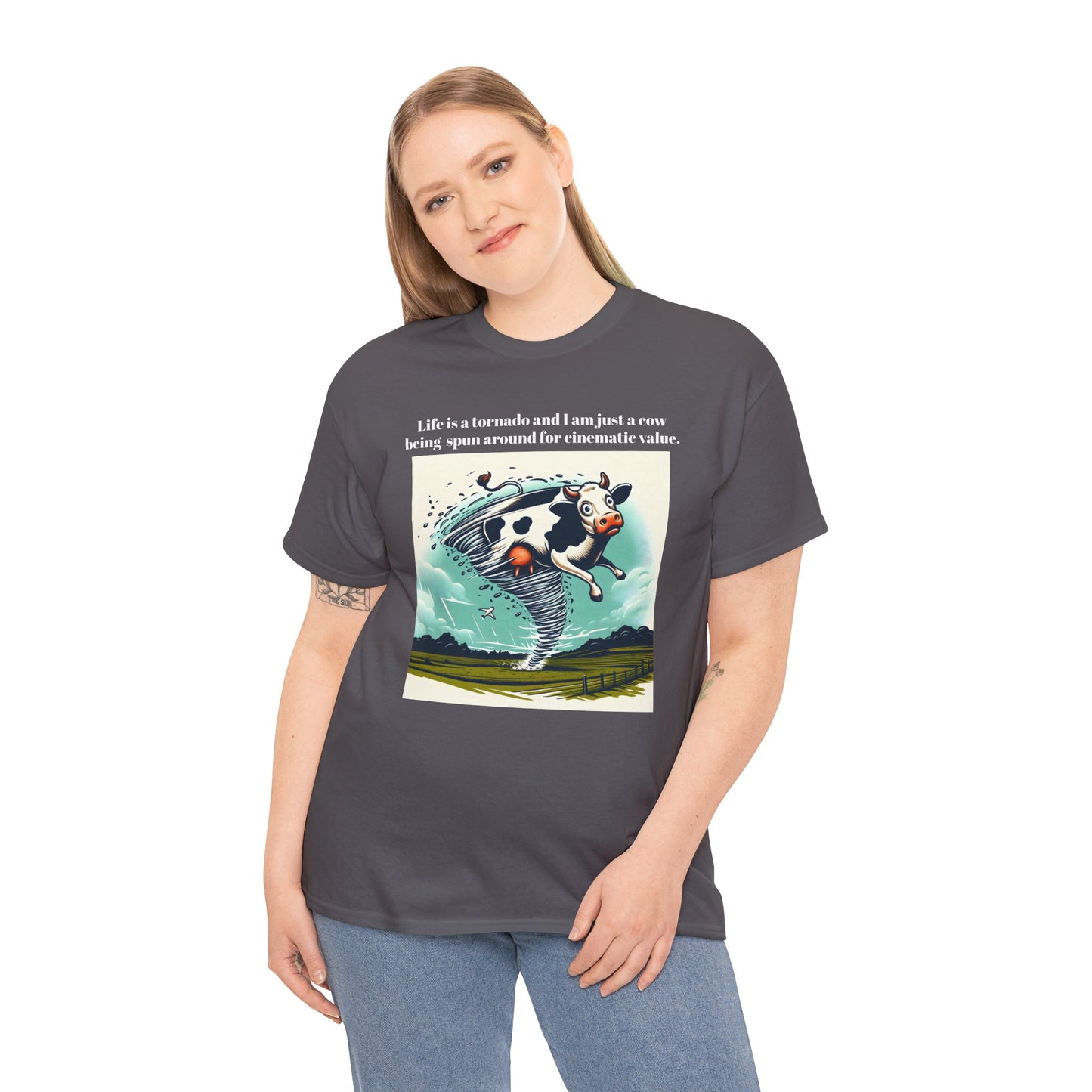 Funny Cow Caught In Tornado Unisex Tee