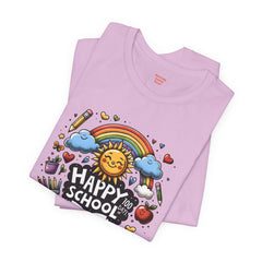 HAPPY 100 DAYS of SCHOOL - Unisex Short Sleeve Tee | Elementary School Holiday, Teacher Apparel, Kids Motivation, Days Checked Off, 100 Days