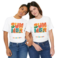 Summer Graphic Tee — Colorful Tropical "SUMMER" Typography T-Shirt