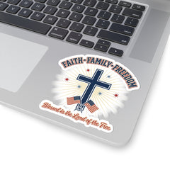 Faith Family Freedom Cross Sticker | Patriotic, Faith-Based July 4th