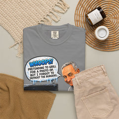 Grill Master Grandpa Funny BBQ T-Shirt — "Whoops! Pretending to Grill for a Photo" Graphic Tee