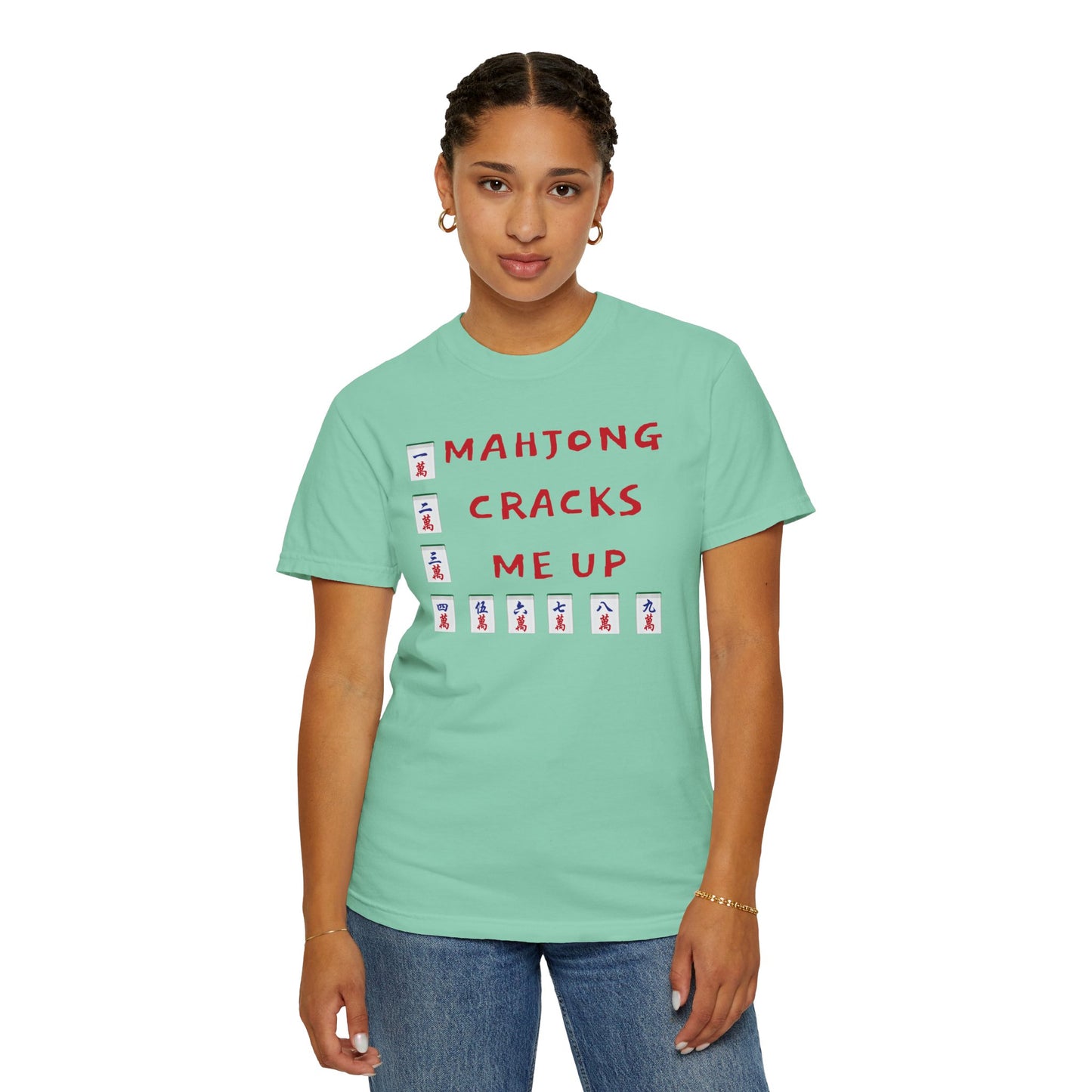 Mahjong Cracks Me Up, Comfort Colors 1717, Funny Graphic Tee, Unisex Garment-Dyed T-shirt, gift for mahjong player, mahjong lover gift, casual wear tee, humorous t-shirt, novelty mahjong shirt