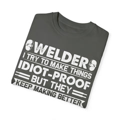 Fun Welder T-Shirt - 'Idiot-Proof' Design for Welding Enthusiasts
