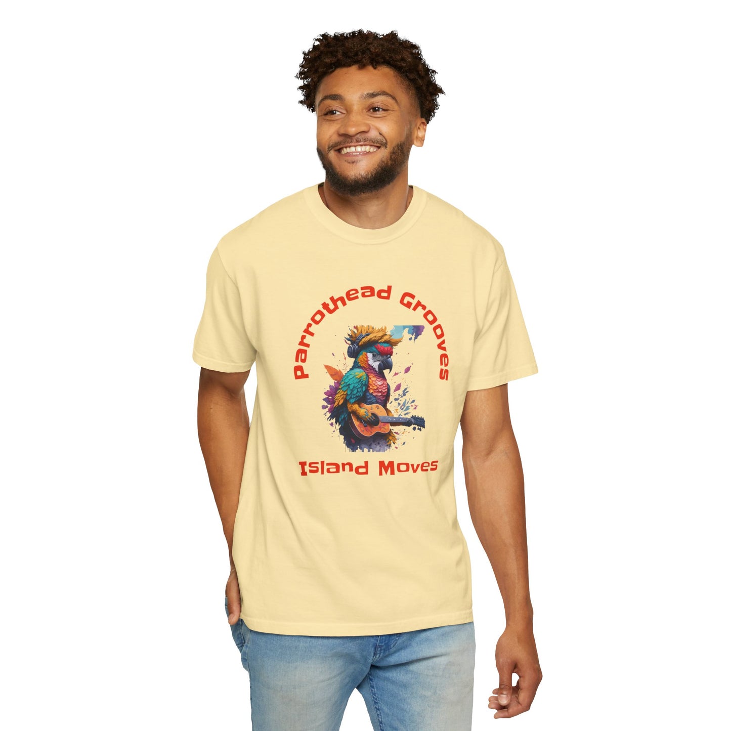 Parrothead Grooves, Island Moves - Unisex Garment-Dyed T-shirt