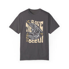 Whales, Save The Ocean -  Graphic Unisex Garment-Dyed T-shirt