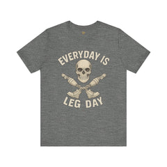 Fitness Tee | Leg Amputee Funny Skull, Everyday Leg Day Gym Shirt, Workout Top
