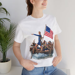 Historical Fever Patriot T‑Shirt — Revolutionary Flag Rowboat Design
