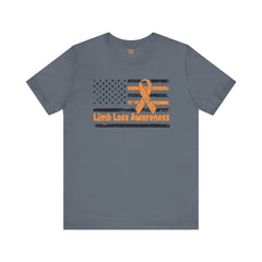 Limb Loss Awareness Flag - Unisex Short Sleeve Tee,Amputee Awareness,Gift For Him,Gift For Her,Unique Amputee Gift,Awareness Ribbon