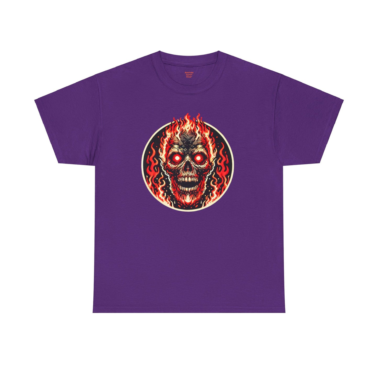 Flaming Fire Skull - Graphic Unisex Heavy Cotton Tee