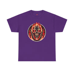 Flaming Fire Skull - Graphic Unisex Heavy Cotton Tee