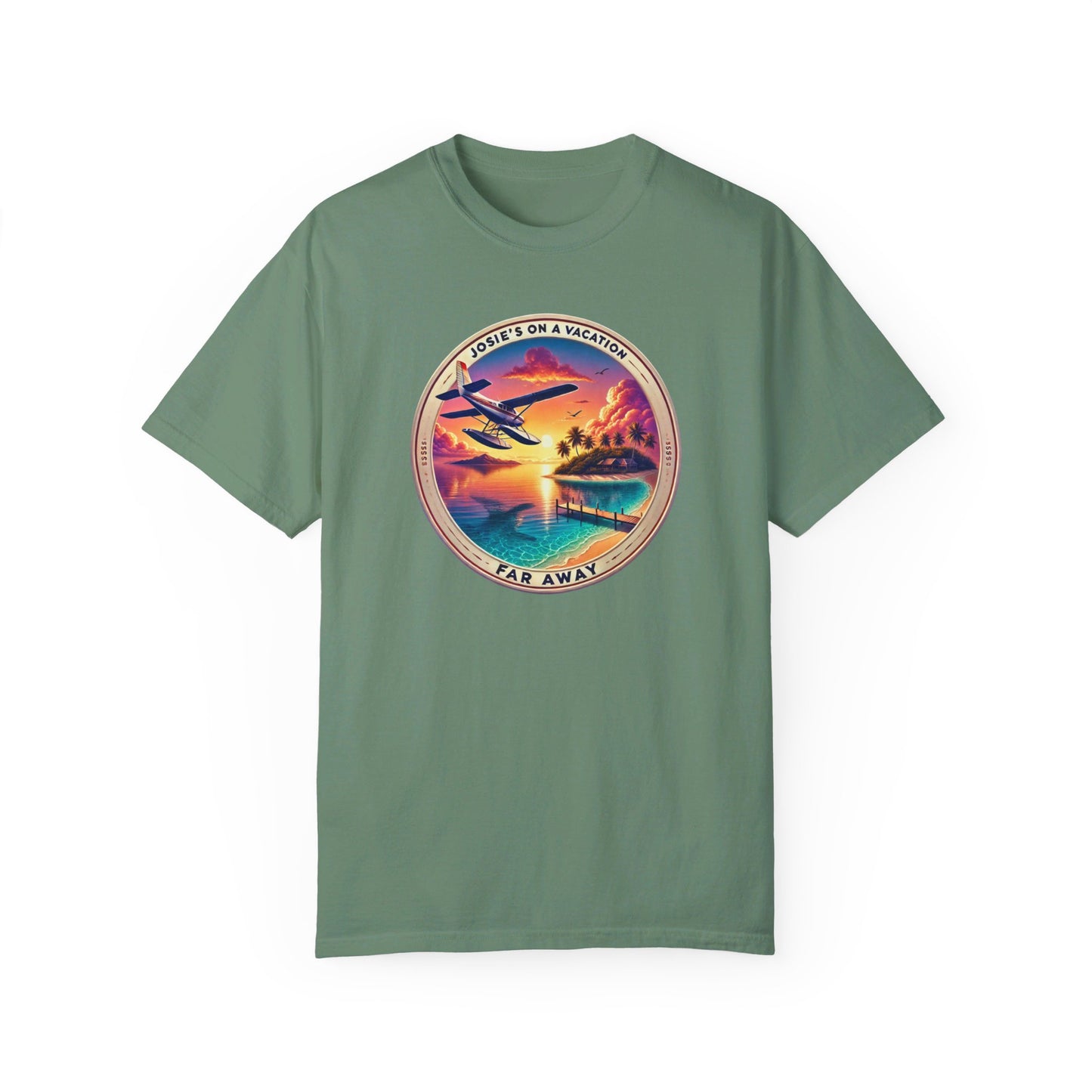 Josies On A Vacation Far Away Graphic Unisex Garment-Dyed T-shirt