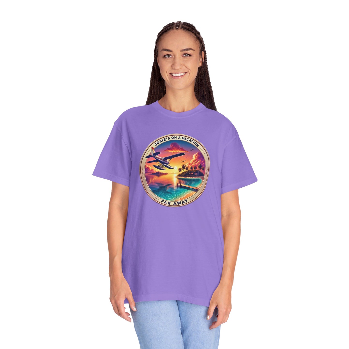 Josies On A Vacation Far Away Graphic Unisex Garment-Dyed T-shirt