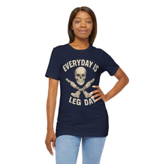 Fitness Tee | Leg Amputee Funny Skull, Everyday Leg Day Gym Shirt, Workout Top