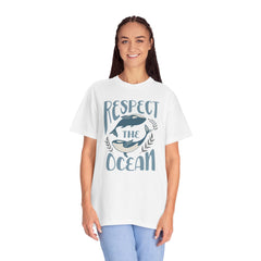 Whales, Respect The Ocean -  Graphic Unisex Garment-Dyed T-shirt