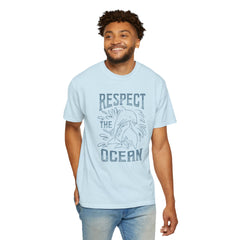 Dolphin, Respect The Ocean -  Graphic Unisex Garment-Dyed T-shirt