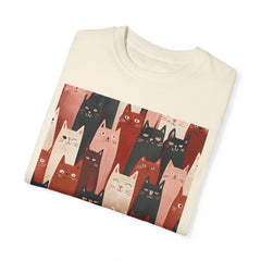 Cute Cat Print Unisex Garment-Dyed T-Shirt - Comfort Colors Soft Perfect for Animal Lovers and Casual Days