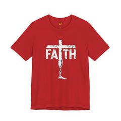 Faith Cross Prosthetic Leg T‑Shirt — Amputee Inspirational Christian Tee