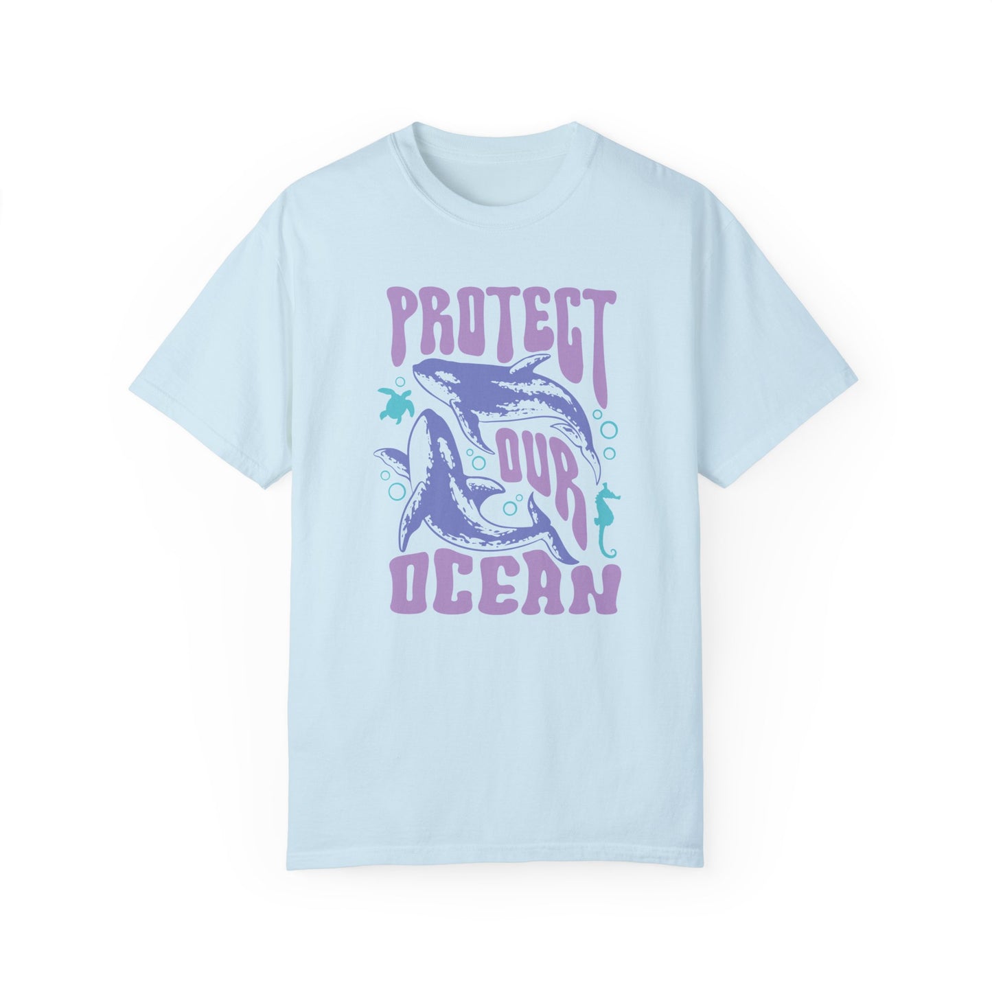 Whales, Protect Our Ocean -  Graphic Unisex Garment-Dyed T-shirt