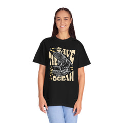 Whales, Save The Ocean -  Graphic Unisex Garment-Dyed T-shirt