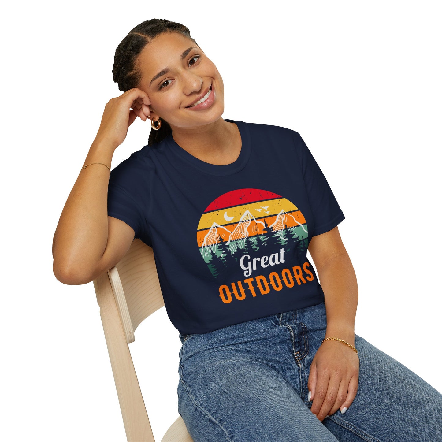 Great Outdoors Mountain Views Unisex Softstyle Graphic T-Shirt