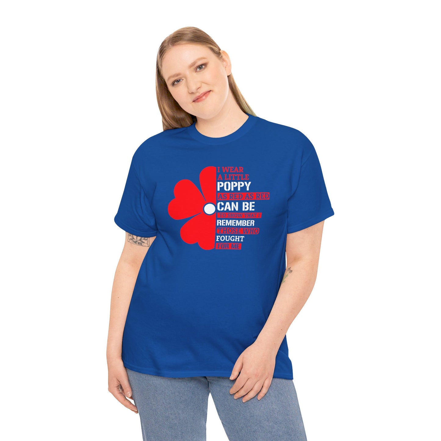 Memorial Day Poppy Tee, For Those Who Fought For Me, Unisex Cotton Tee