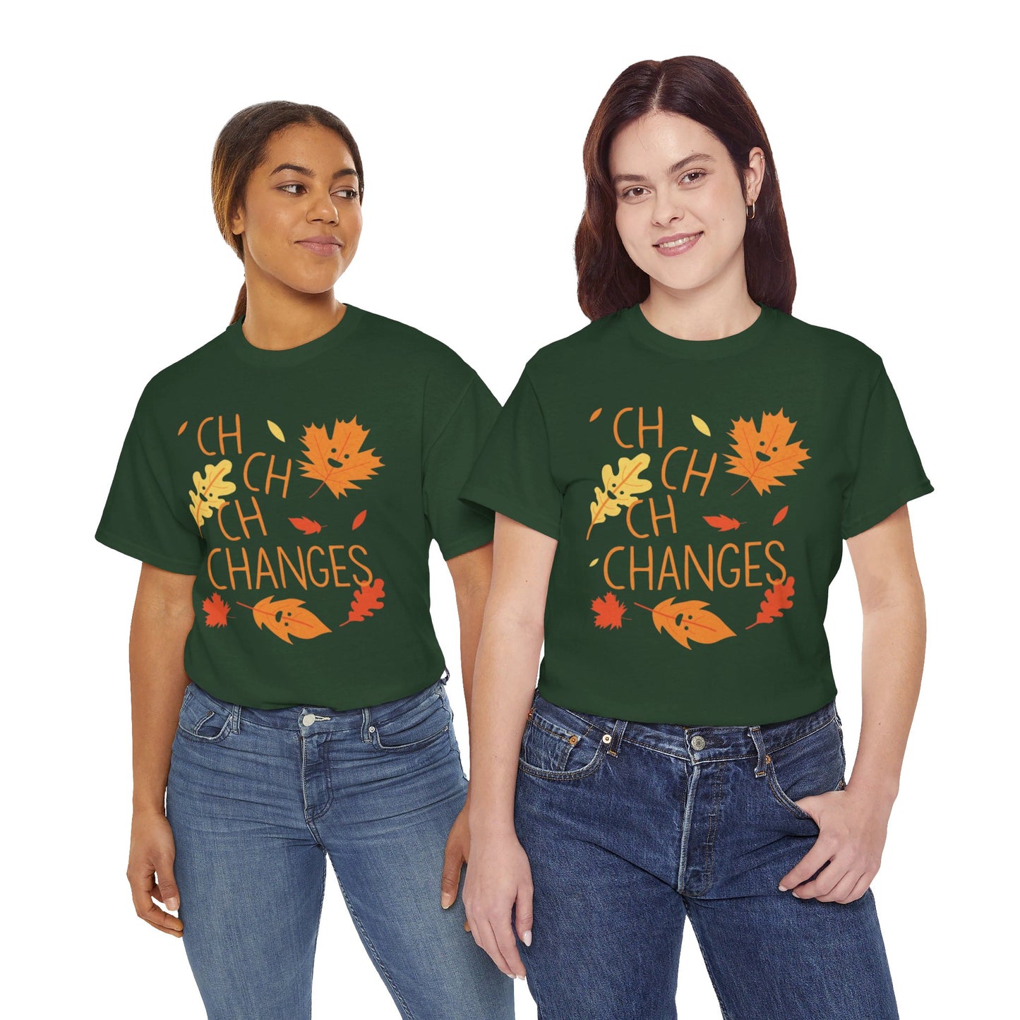 Changes Fall Leaves Graphic - Unisex Heavy Cotton Tee