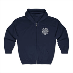 US Navy Submarine Veteran, Unisex Premium Full Zip Hoodie,Submarine Insignia, Skull Crossed Cutlasses on Back, Dolphins, Bubblehead