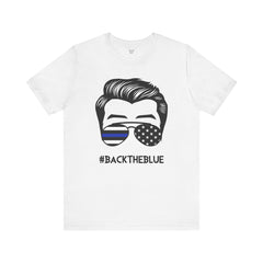 BACK THE BLUE Dad with Glasses, Graphic Unisex Short Sleeve Tee