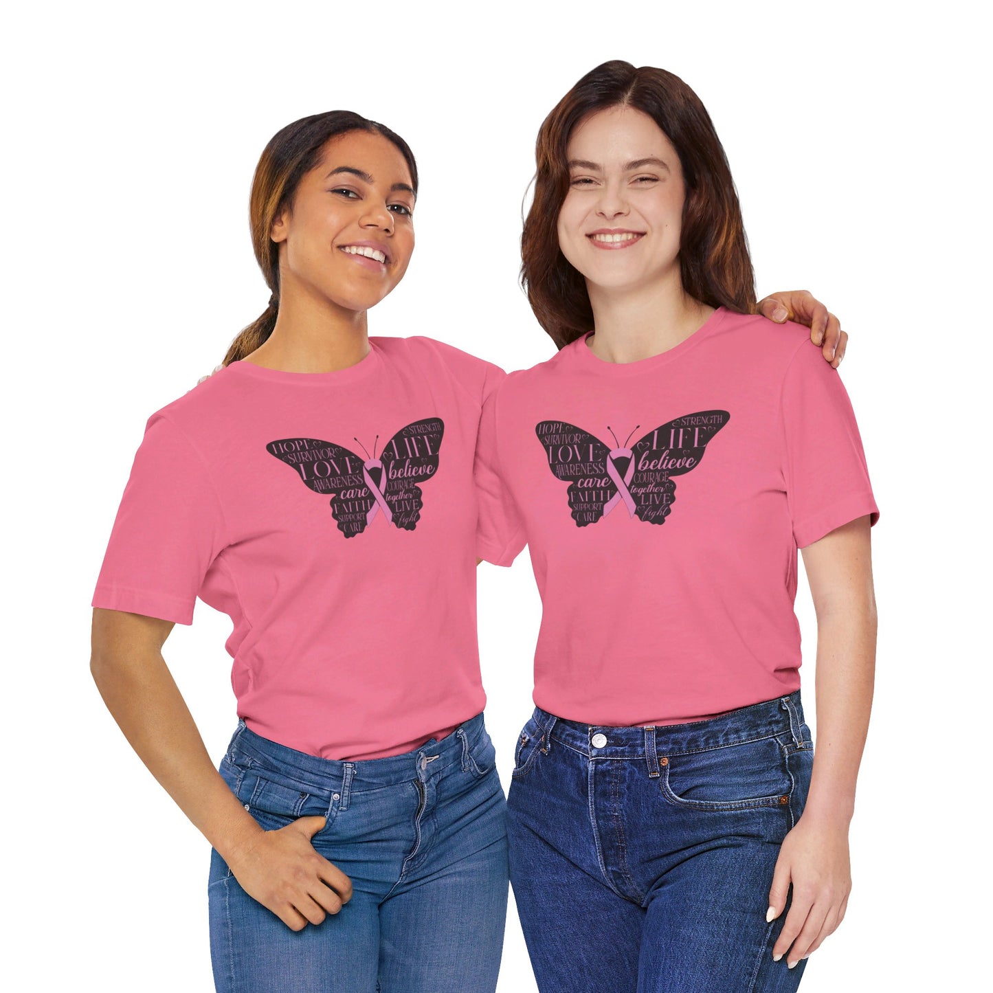 Butterfly Cancer Awareness and Survivor - Unisex Jersey Short Sleeve Tee