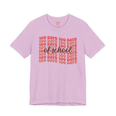 100 Days of School - Unisex Short Sleeve Tee | Elementary School Holiday, Teacher Apparel, Kids Motivation, Days Checked Off