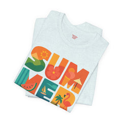 Summer Graphic Tee — Colorful Tropical "SUMMER" Typography T-Shirt